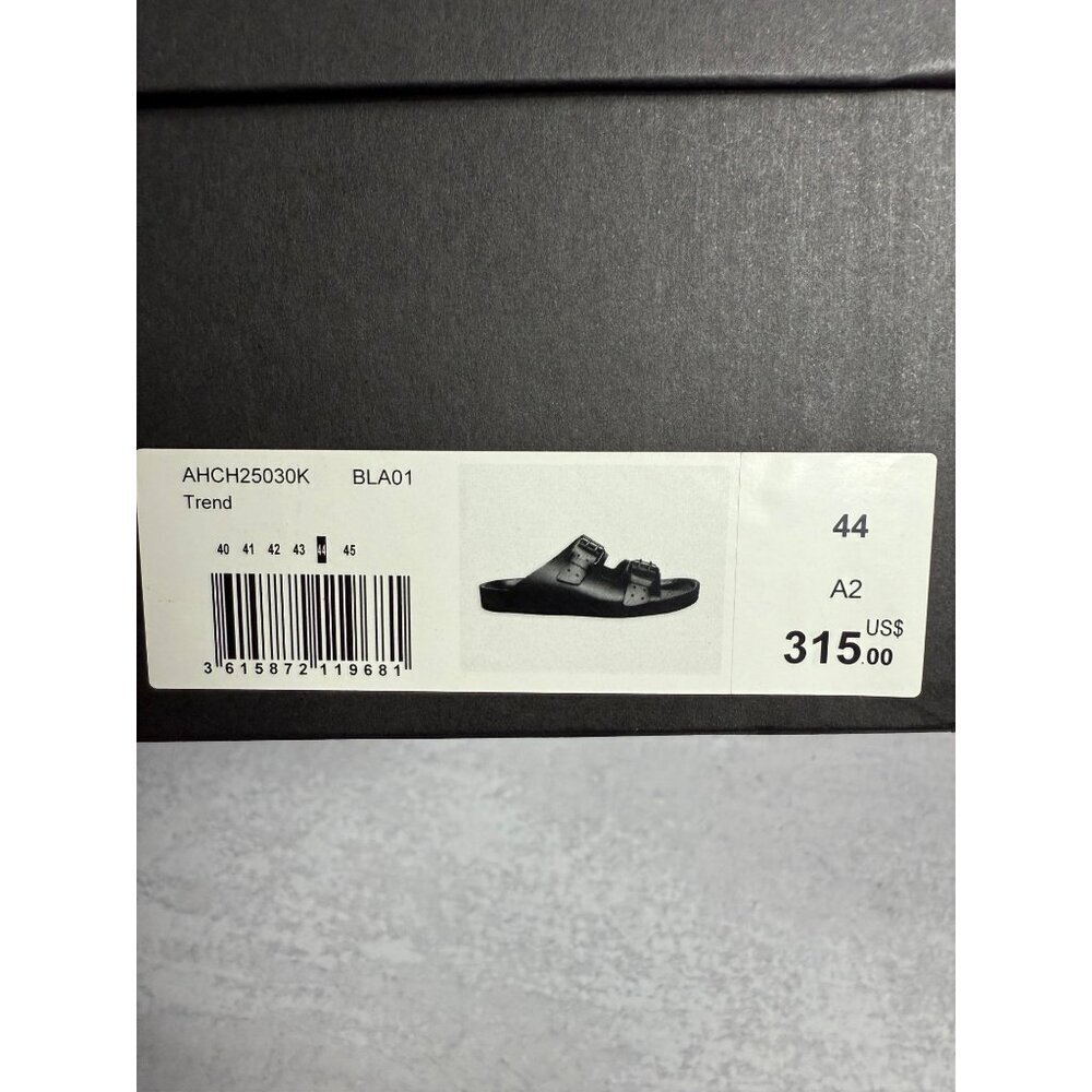 NIB THE KOOPLES‎ MEN’S BLACK LEATHER SANDALS Double Strap, Slides, FR 44/US 10 - Picture 6 of 7